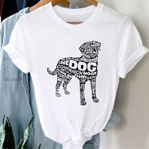 Dog Printed T-shirt for Women Short Sleeve Dog Minimalist Print Womens Tops Cartoon Pattern Dogs T Shirt for Female