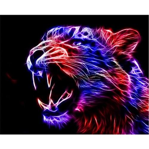 Lightning tiger animal DIY Diamond painting color fire tiger Diamond Embroidery corss stitch flame Rhinestone Mosaic Painting