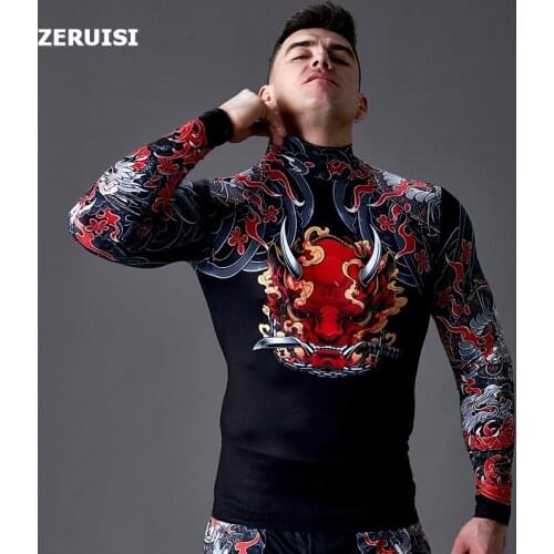 Compression Top High collar Running Shirt Men Long Sleeve Bodybuilding Sportswear T-shirt Gym t Shirt Men Fitness Tight rashgard