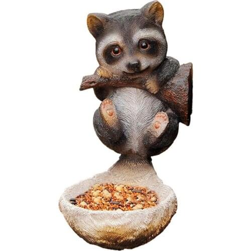 Bird Feeder Resin Raccoon Sculpture Animal Tree Hugger Decoration for Outdoor/ Garden/ Yard