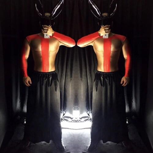 Halloween Costumes Nightclub Male Singer dancer Detachable muscle Dress Theme Party bleeding scary costumes wear