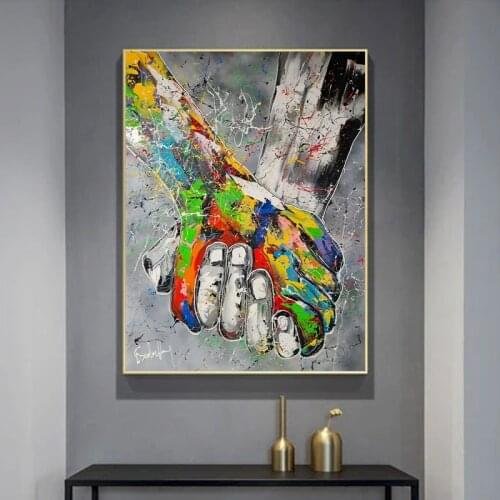 Colorful Lover Hands Art Painting Prints on Canvas Street Graffiti Wall Art Posters Decorative Picture for Living Room Decor