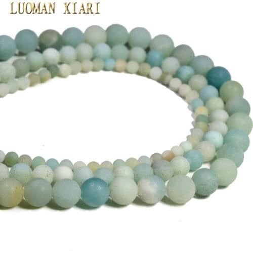 Wholesale Dull Polish Blue Amazonite Natural Stone Round Beads For Jewelry Making DIY Bracelet Necklace Material 4/6/8 mm