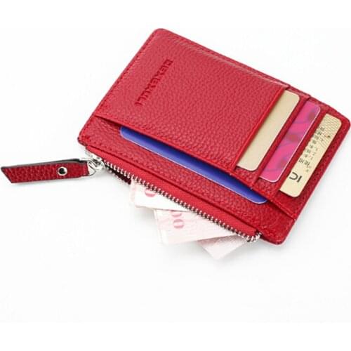 Mini Pu Leather Card Holders Women Zipper Wallet Bag Purse Small Men Wallet Pocket Ultra Thin