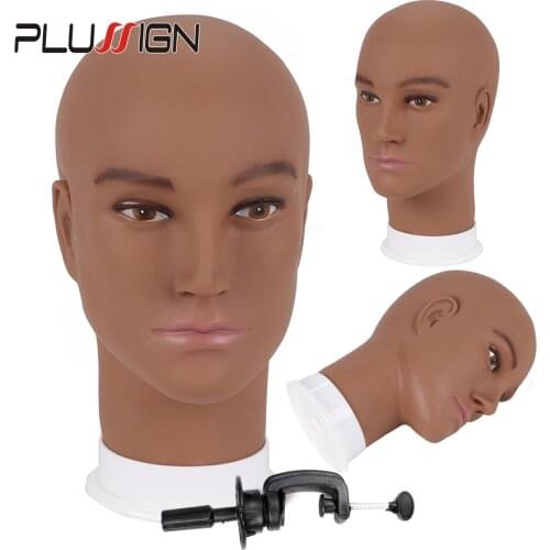 Plussign Pvc Mannequin Head Model Foam Wig Head Display With Base Eyelash Makeup Practice Training Manikin Bald Head Model