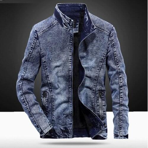 2020Spring New fashion men jacket coat Jacket men slim Fitting denim jacket Stand collar Casual tops M-4XL jeans blouse big size