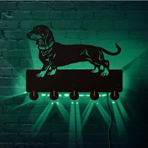 Dachshund Dog With Back Lighted Wall Hook Hanger Animals Handbag Coat Bathroom Kitchen Coat Rack Retro Holder Gift For Dog Lover