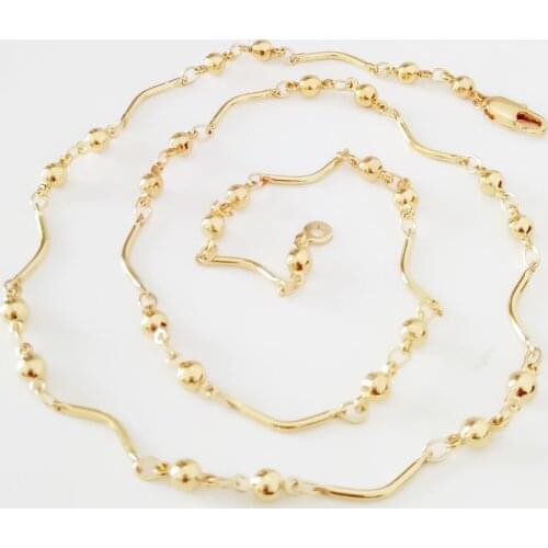 2020 Beads Necklace Yellow Gold Jewelry Necklace 48CM Long Necklace Designs for Women Fashion Jewelry Accessory