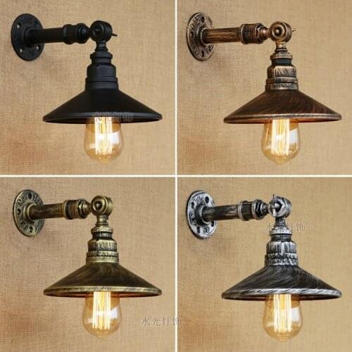 Steam punk Loft Industrial iron rust Water pipe retro wall lamps Vintage E27 LED sconce wall lights for living room bedroom bar
