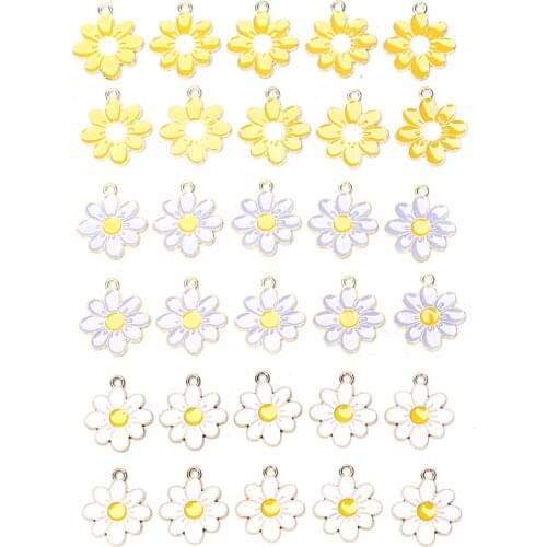 10pcs 20*23mm Enamel Daisy Flower Charms for Necklaces Pendants Earrings Making DIY Colorful Mini Charms Handmade Jewelry