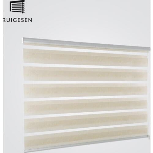 Zebra Blinds Pure White Curtains for Living Room Horizontal Sheer Shades Double Layer Roller Blinds Custom Cut to Size