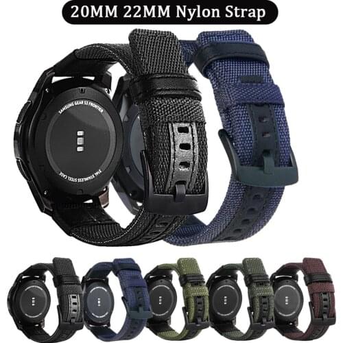 20mm 22mm Nylon Watchband Strap for Samsung Galaxy Watch Active 42mm 46mm Gear S2 S3 Amazfit GTR Huawei GT 2 Replacement Band