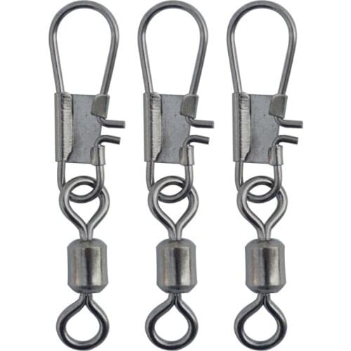Fishing Swivel with Snap 20pcs/lot Rolling Fishing Swivels with Interlock Snaps Stainless Steel Fishing Clips Connector Tackle
