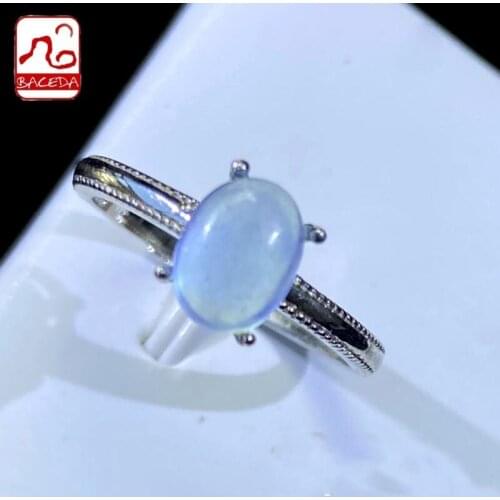Baceda March Birth Relieves stress Heal trauma Natural Crystals of Aquamarine Earrings and Adjustable Ring S925 Certificate Box