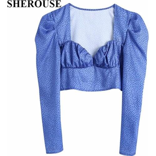 Женские синие рубашки Sherouse China At AliExpress