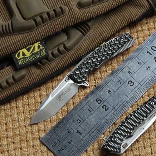 KEVIN JOHN mini VENOM 2 Ball bearing Flipper Folding Knife M390 blade Titanium+CF handle camping outdoor pocket knives EDC tools