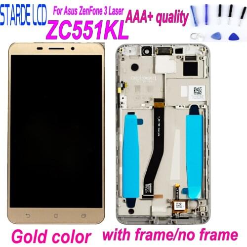 Starde for Asus ZenFone 3 Laser ZC551KL Z01BDC LCD Display Touch Screen Digitizer Assembly with Frame Gold Lcd Replacement Tool