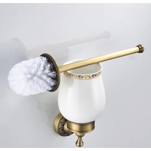 Vintage Toilet Brush Cup and Holder Durable Toilet Pendant Bathroom Hardware Set Bathroom Accessories Toilet Bowl Brush