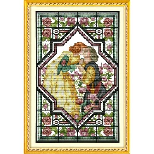 Lovers In The Rose Garden Chinese Cross Stitch Kits Ecological Cotton Stamped Printed 11CT DIY Gift Wedding Decoration For Home