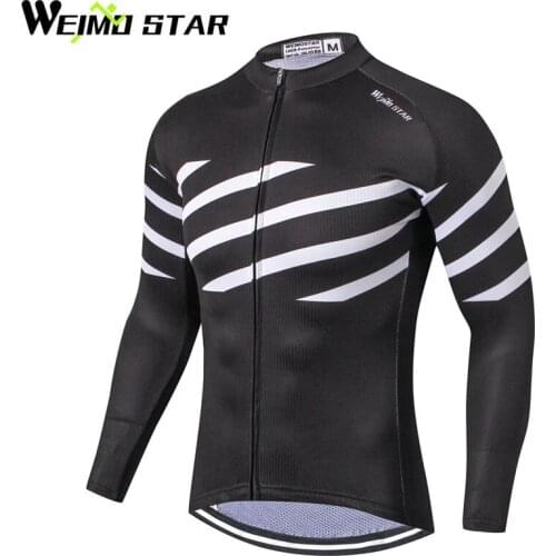 WEIMOSTAR Cycling Jersey PRO Ropa Ciclismo Long Sleeve Breathable Mens Shirt Bicycle Wear Racing Tops Cycling Clothing Black