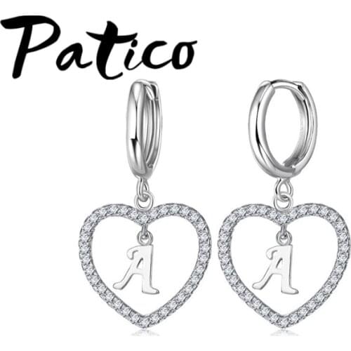 New Design Letter Pendant Heart Earrings 100% 925 Sterling Silver Cubic Zirconia Women Jewelry Rings Free Shipping
