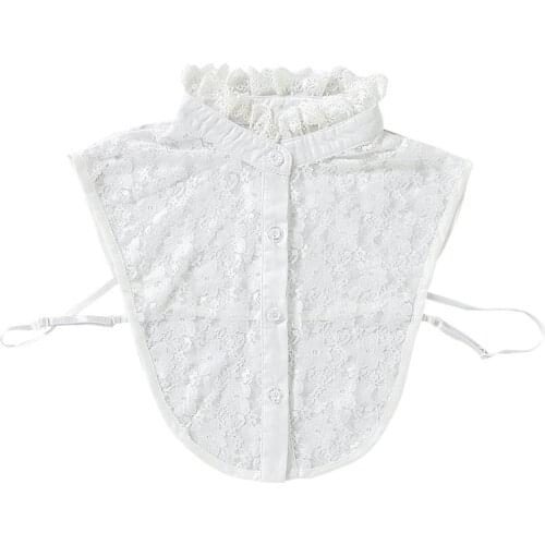 Women Lace Floral Stand Fake Collar Solid Color Detachable Choker Necklace Shirt False Collar Blouse Sweatshirt Decoration