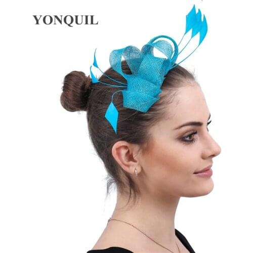 Bride Wedding Elegant Fashion Headwear Women Party Banquet Sinamay Headdress Fancy Feather Fascinators Hair Accessories For Lady