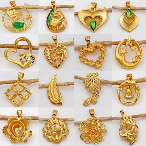 Golden Trendy Gold Plated Round Heart Animal Pendant Copper For Women Girls Fashion Jewelry Accessories Party Wedding Gift