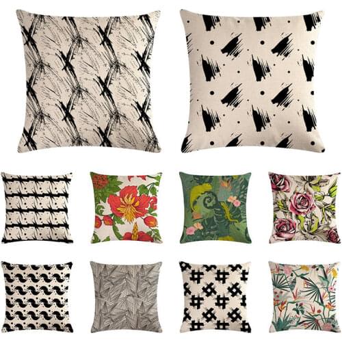 18*18'' Green Palm Leaves Cushion Cover Tropical Leaf Plants Birds Pillow Cover Pillow Case for Car Sofa Home Decorativ 1457