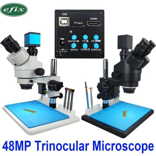 48MP HDMI USB TF HD Camera 3.5-45X Trinocular Soldering Stereo Continus Zoom Microscope Mobile Phone Repair