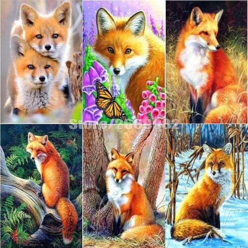 5d Diamond Painting Full Drill Square Animal Embroidery Cross Stitch Fox Diamond Art Home Decor Gift TT1348