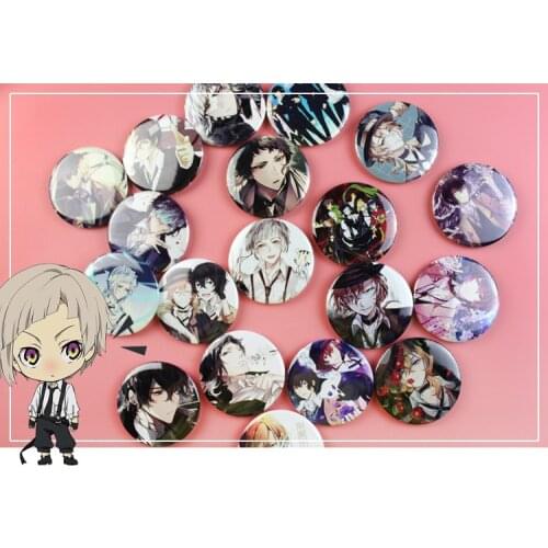 Anime Stray Dogs Kyouka Izumi Dazai Osamu Nakahara Chuya Cosplay Prop Cartoon Badge Brooch Lapel Pin Collection Accessorie