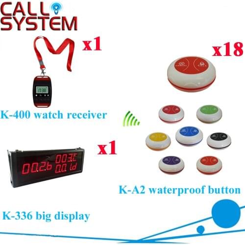 Wireless Restaurant Pager Calling System New Arrival Best Price Of CE Passed( 1 display+1 wrist pager+18 call button )