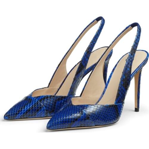 10Cm Open Heel Women Shoes Pumps Blue Thin High Heels Sandals Women Slip On Back Strap Gladiator Sandals Shallow Summer Shoes