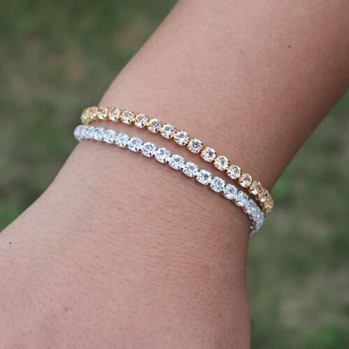 Rhinestone Hand Link Iced Out Bling Crystal Chain Bracelets For Women Men Boho Jewelry Hip Hop Cubic Zirconia Bracelet Gold