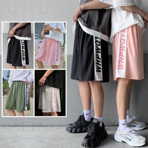 2021 New Summer Men Women Trend Comfortable Fifth Trousers Korean Basketball Sports Pants Ice Silk Simple Beach Bottoms