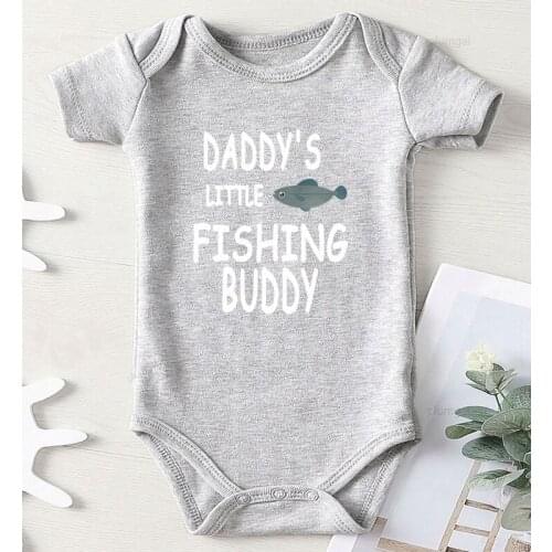 Baby Shower Gifts Infant Girls Outfits Printing Daddy 's Fishing Buddy Toddler Romper Newborn Boy Clothes Jumpsuit Kids Autumn