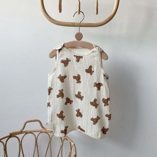 2021 Cotton Bear Printed Baby Romper Sleeveless Infant Bodysuit One Piece Summer Newborn Clothes Girls Boys Jumpsuit Outfit 0-3Y