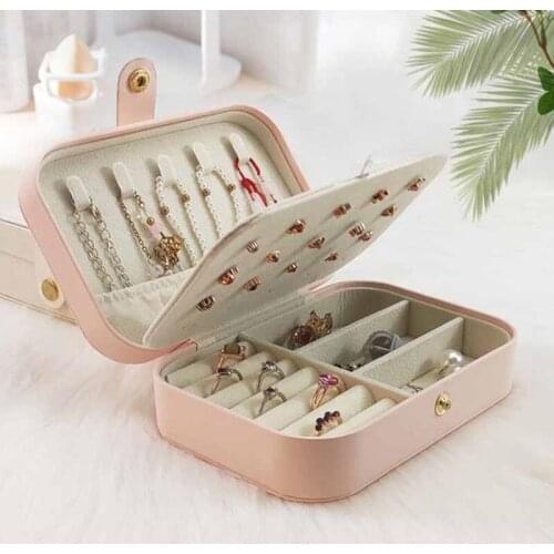 Necklace Jewelry packing box double layer storage box Portable Girls Earrings Rings Board Display Storage Case Women Gift