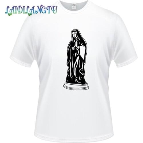 Mens t shirts fashion 2019 summer top Virgin Mary Fashion Print T Shirt Short Sleeve O-Neck Streetwear Tees Hip Hop Tops