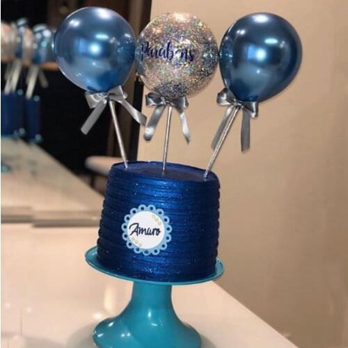 Blue Metal Balloon Cake Topper Happy Birthday Party Decor Kids Wedding Birthday Cake Decor Baby Shower One 1st Birthday Dec