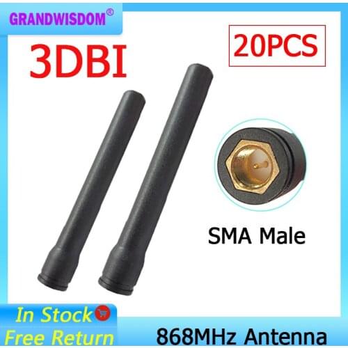 20pcs GSM 868MHz 915MHz antenna 3bdi SMA Male Connector GSM antena 868 MHz 915 MHz antenne antennas for Lorawan