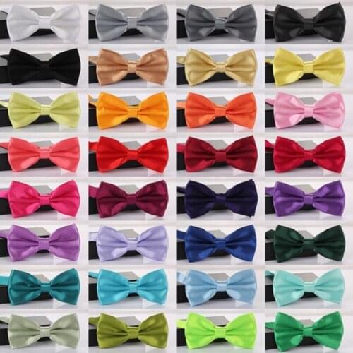 HOOYI New Fashion Bow Ties for Men Business Boys Shirt Bowtie Solid Polyester Cravat Wedding Neck tie