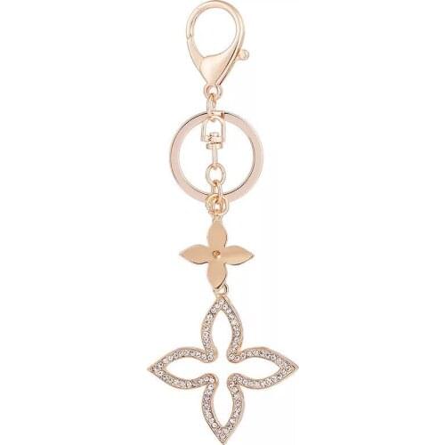 Creative crystal flower car keychain charm pendant fashion exquisite womens bags hang personalized key ring