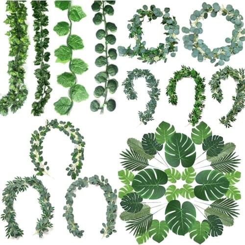 Tropical Palm Leaves Artificial Plants Plastic Tree Wedding Monstera Home Garden Party Table Decoration Accessories Photography