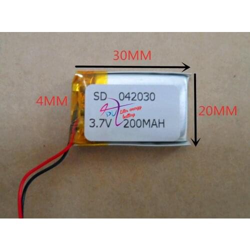 Best battery brand Size 042030 3.7V 200mah Lithium polymer Battery With Protection Board For MP3 MP4 MP5 GPS Digital Products Fr