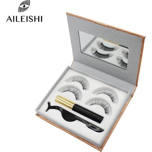 5 Magnet Eyelashes 2 pairs 3D Waterproof Eyelashes Magnet Lashes Magnetic Liquid Eyeliner & Magnetic False Eyelashes&Tweezer Set
