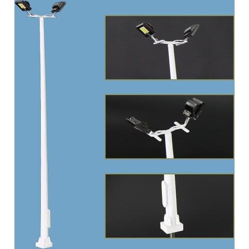 5pcs Model Railway 1:87/1:150 Playground Street Lights HO/N Scale Plaza Lamppost Bright White Two-Leds LSL08