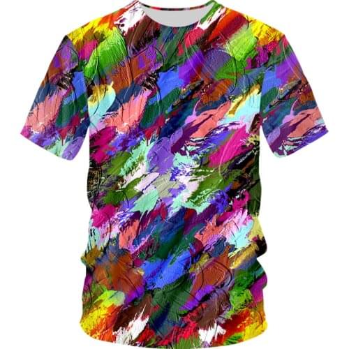Fashion color t-shirt mens and womens hip hop fitness new 3D printing tie dye T-shirt
