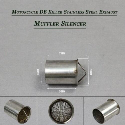 Motorcycle Stainless Steel Muffler Built-in DB Killer Reduce Noise For 51mm Diameter Exhaust Silencer Tube Lossless installation